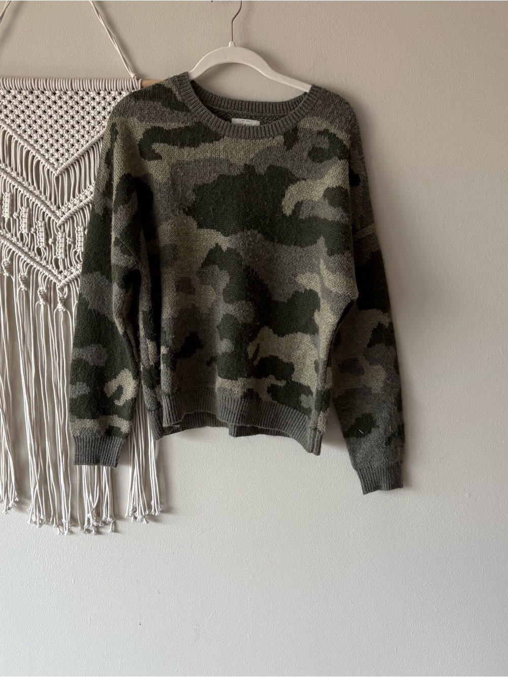 Lucky Brand Camo Crewneck Sweater - Olive & Gray